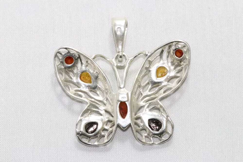 Sterling Silver Baltic Amber Butterfly Pendant - image 2