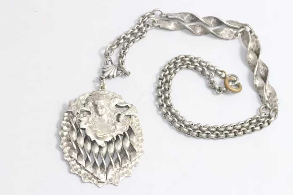 Vintage Women Profile With Swirl Design Necklace - image 3