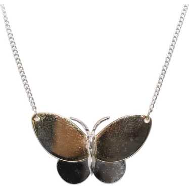 Vintage Two Tone Butterfly Necklace