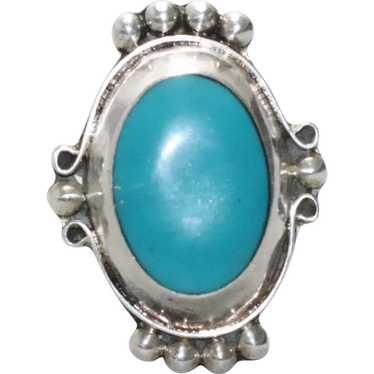 Vintage Sterling Silver Oval Turquoise Paste Ring