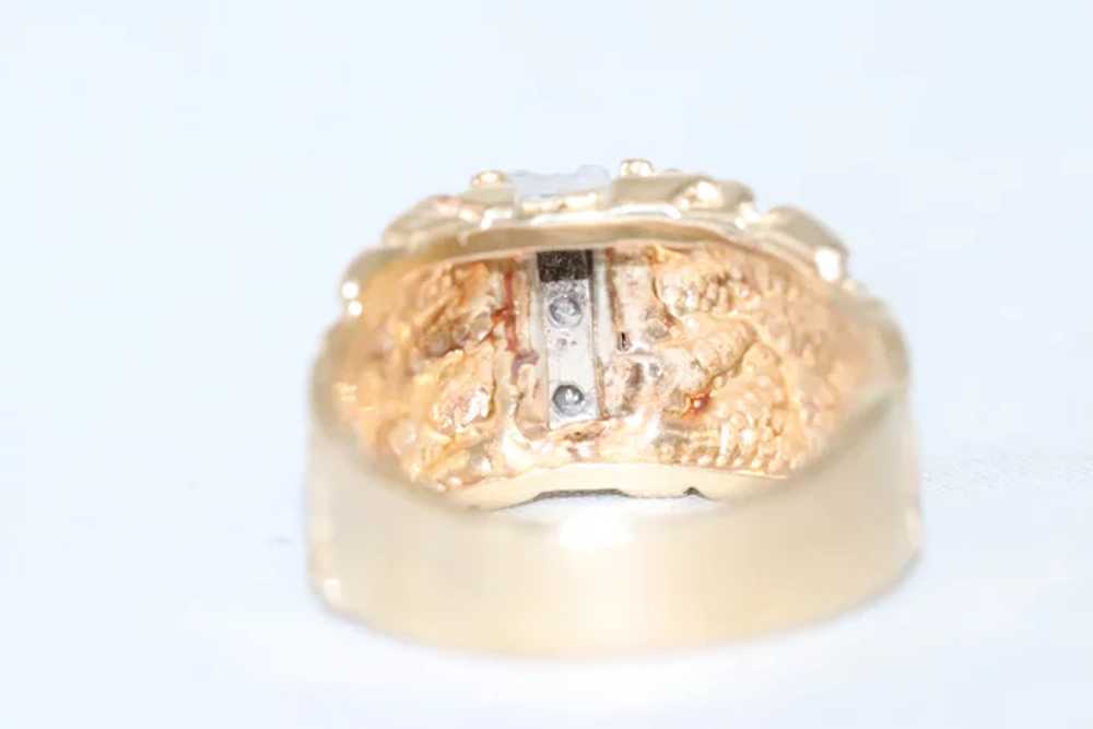 14K Two Toned Gold Diamond Nugget Ring - image 4