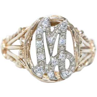 Vintage 14KT Two Tone Gold .20 CT Diamond Initial… - image 1