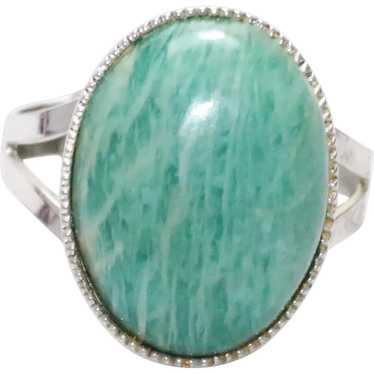 Vintage 800 Silver Malachite Ring