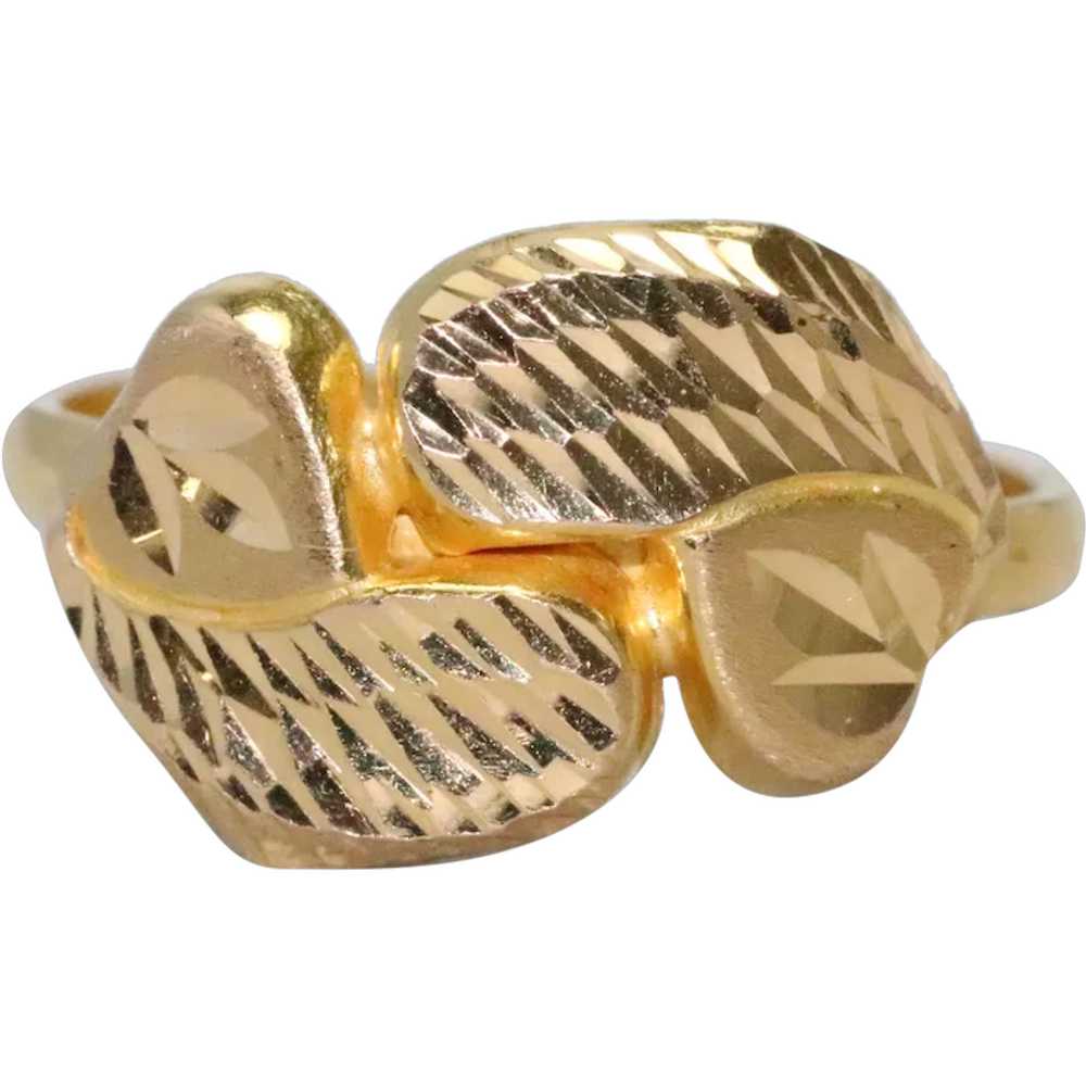 Vintage 21K Yellow Gold Diamond Cut Leaf Designed… - image 1