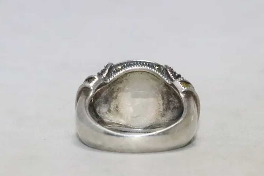 Vintage Sterling Silver Mabe Pearl Marcasite Ring - image 4