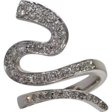 14K White Gold Diamond Snake Ring - image 1