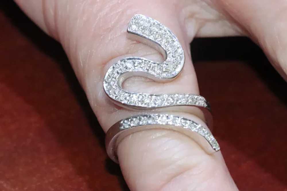 14K White Gold Diamond Snake Ring - image 2