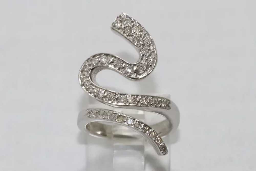14K White Gold Diamond Snake Ring - image 3