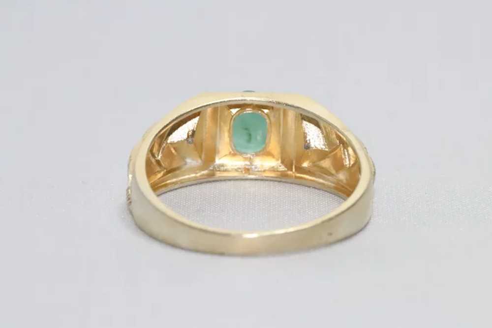 14KT Gold Emerald Diamond Ring - image 4