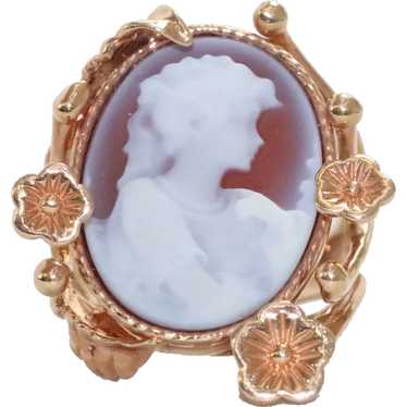 14K Pink Gold Floral Lead Cameo Ring