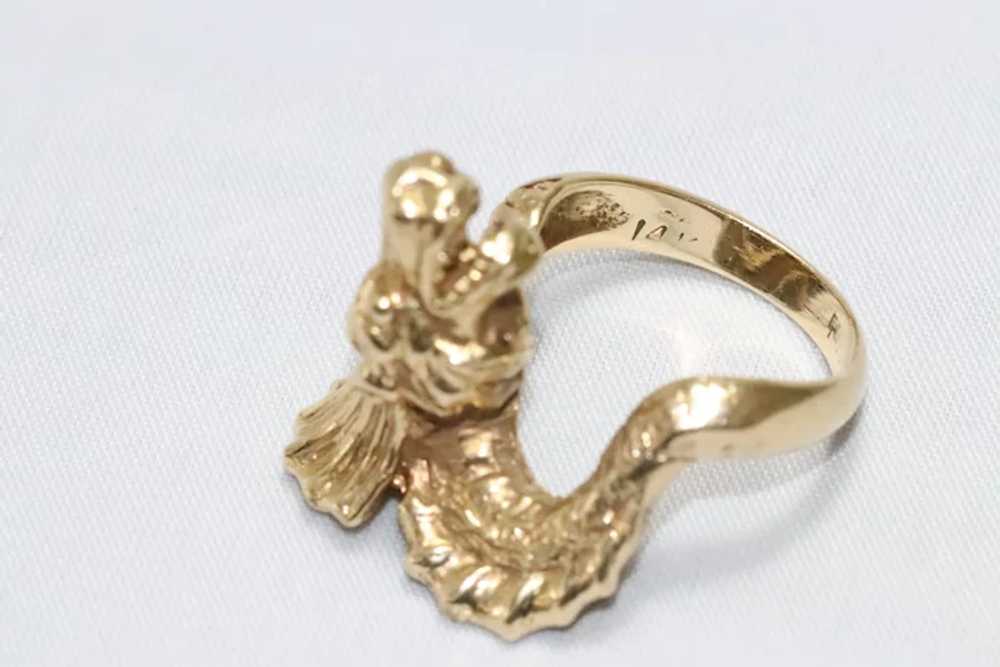 Vintage 14KT Yellow Gold 3D Dragon Ring - image 4