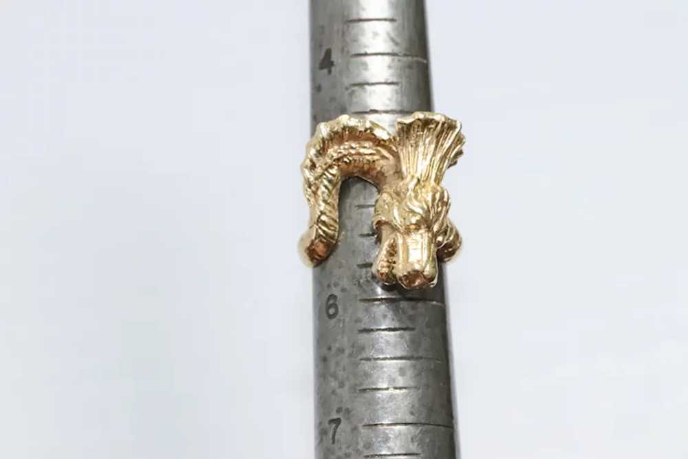 Vintage 14KT Yellow Gold 3D Dragon Ring - image 5