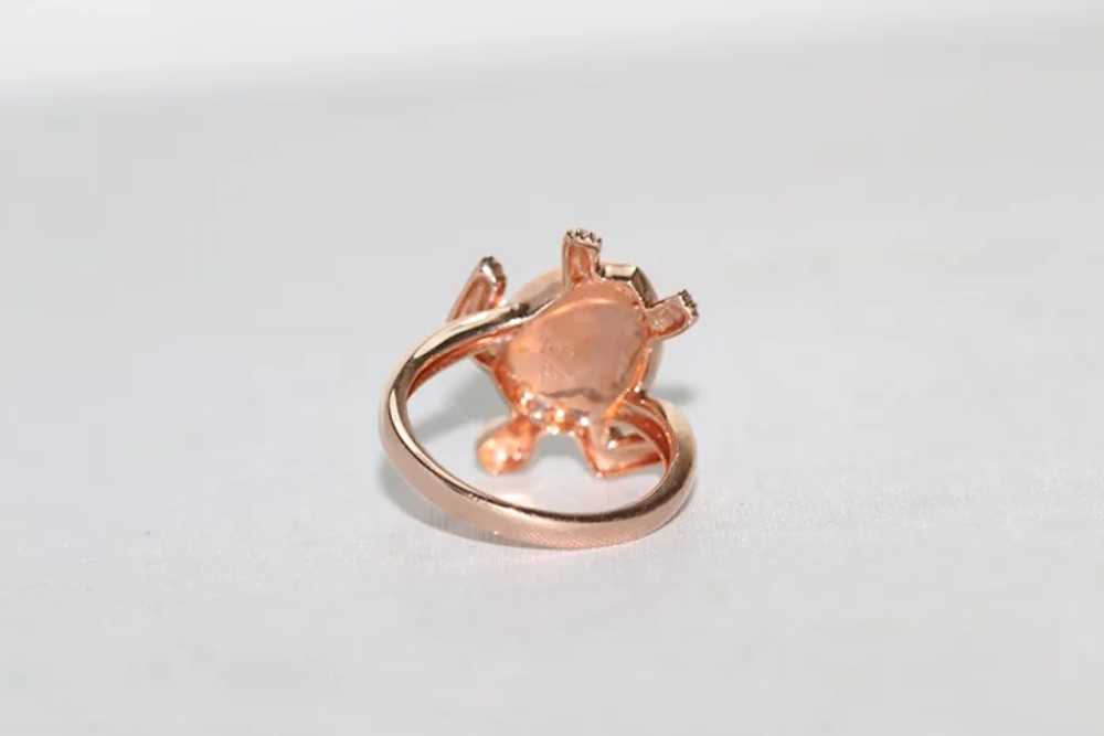 14 KT Rose Gold Mother of Pearl Turtle Ring - image 3