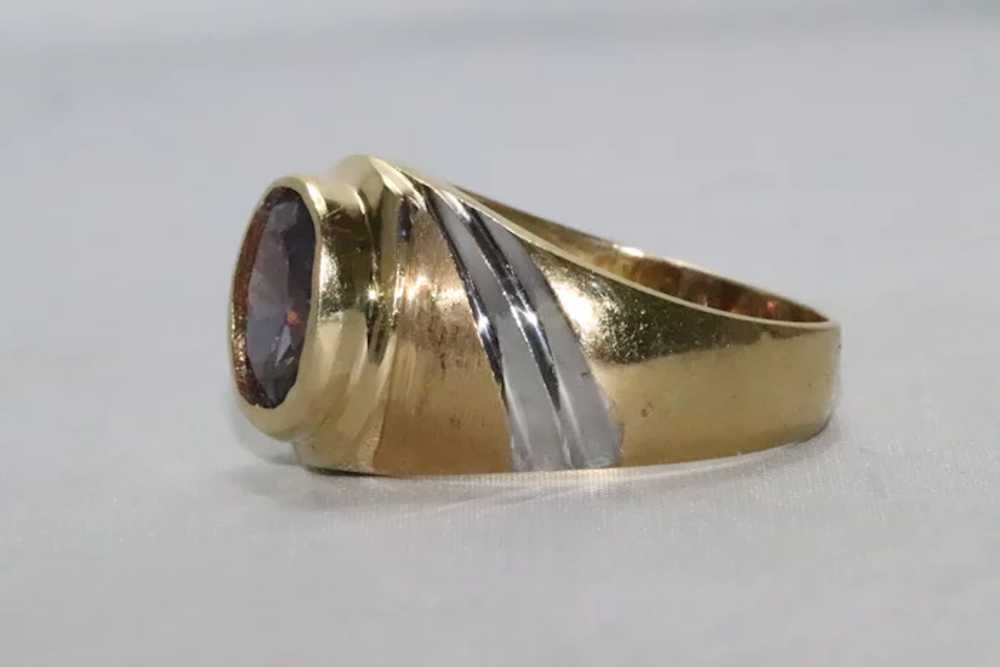 14KT Two Tone Gold Amethyst Stone Ring - image 2