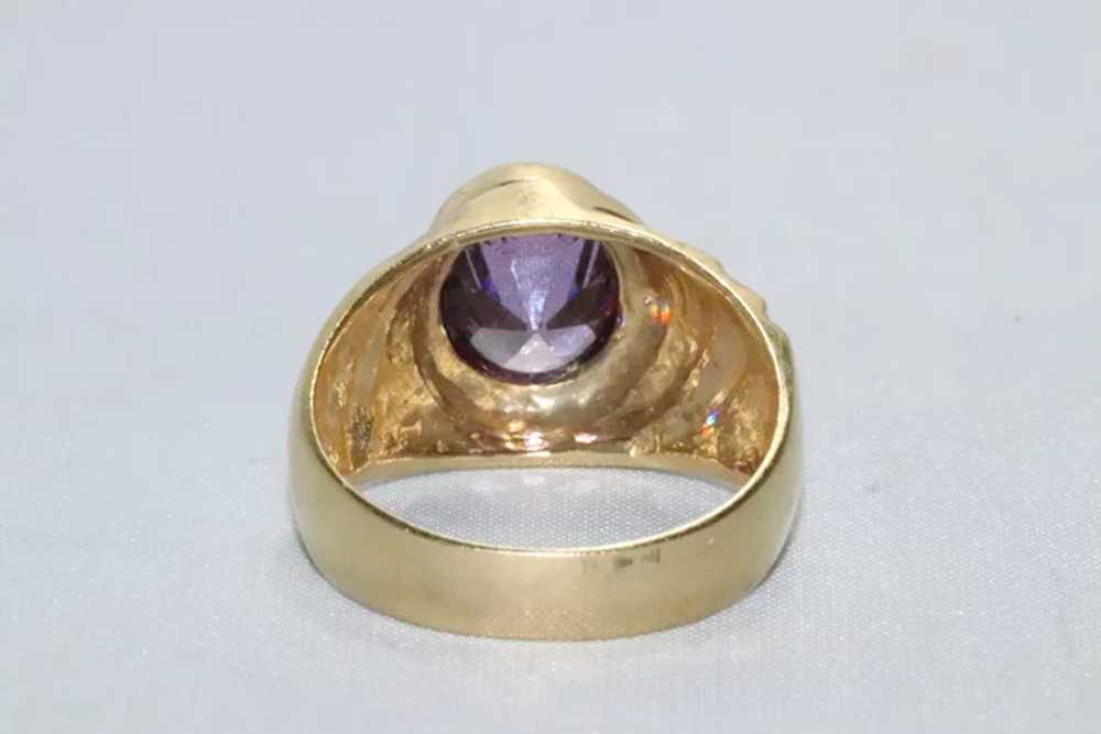 14KT Two Tone Gold Amethyst Stone Ring - image 3