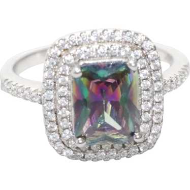 Sterling Silver Mystic Topaz Cubic Zirconia Ring