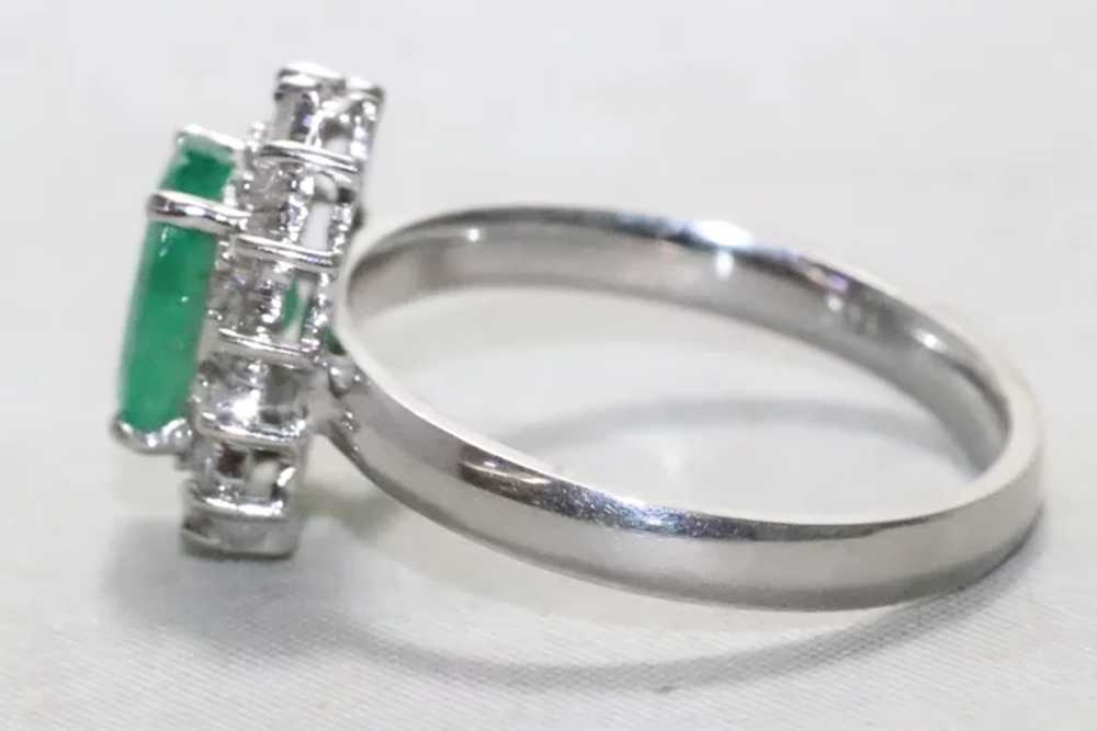 Vintage 14KT White Gold 2.0 CT Emerald .50 CT Dia… - image 2