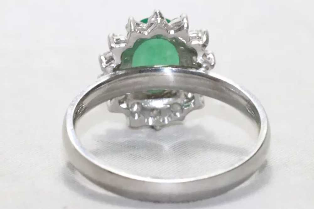 Vintage 14KT White Gold 2.0 CT Emerald .50 CT Dia… - image 3