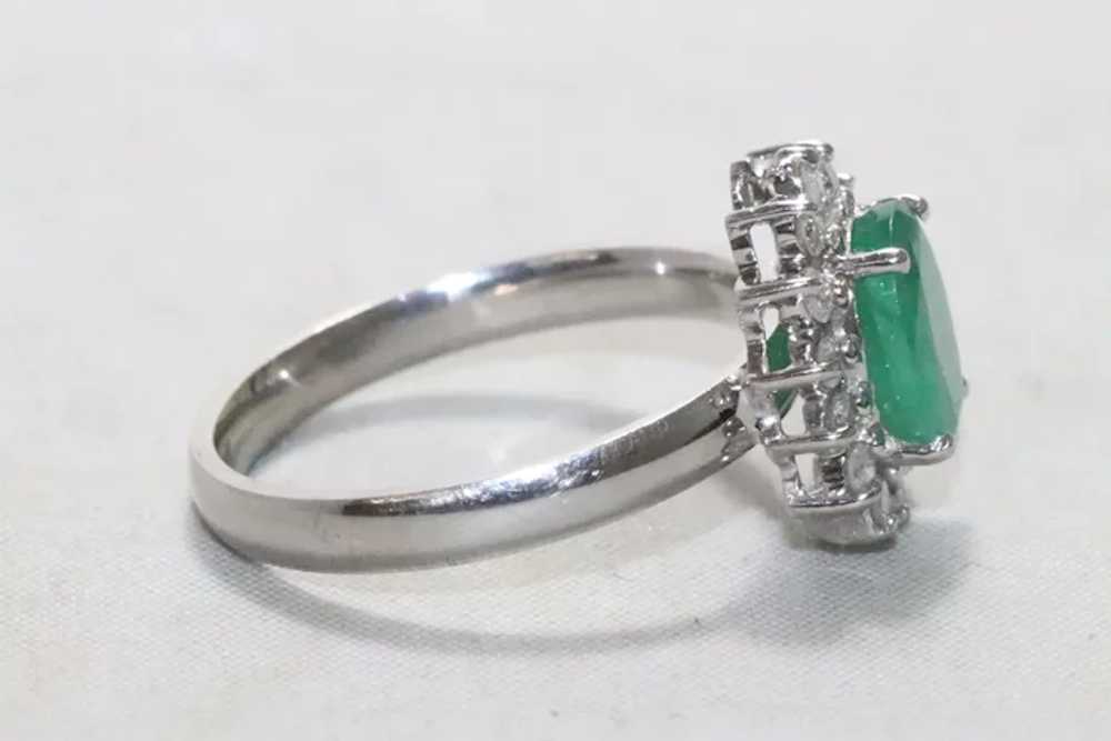 Vintage 14KT White Gold 2.0 CT Emerald .50 CT Dia… - image 4