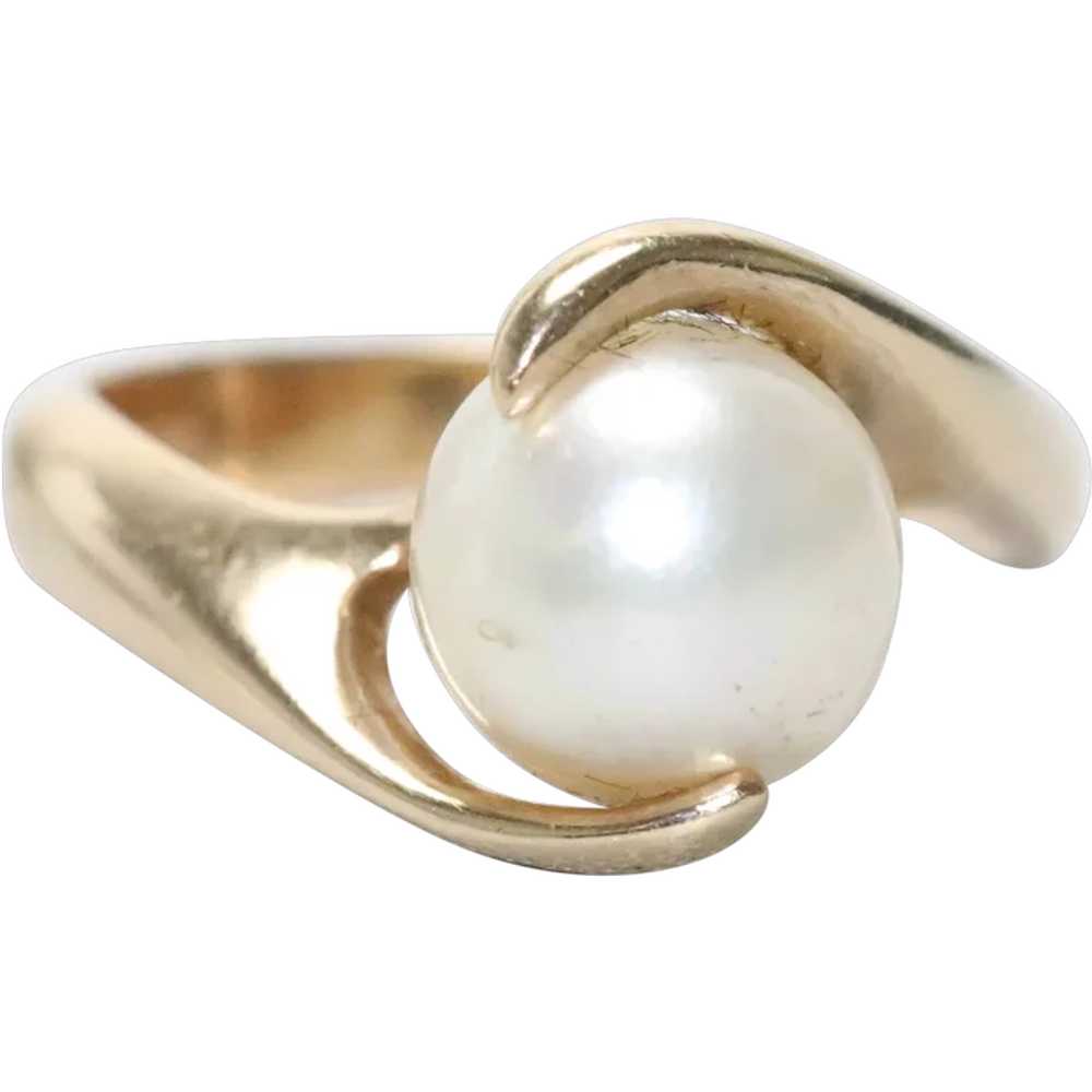 Vintage 14KT Yellow Gold Freshwater Pearl Ring - image 1