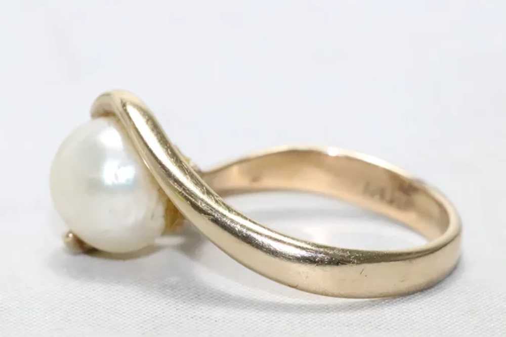 Vintage 14KT Yellow Gold Freshwater Pearl Ring - image 2