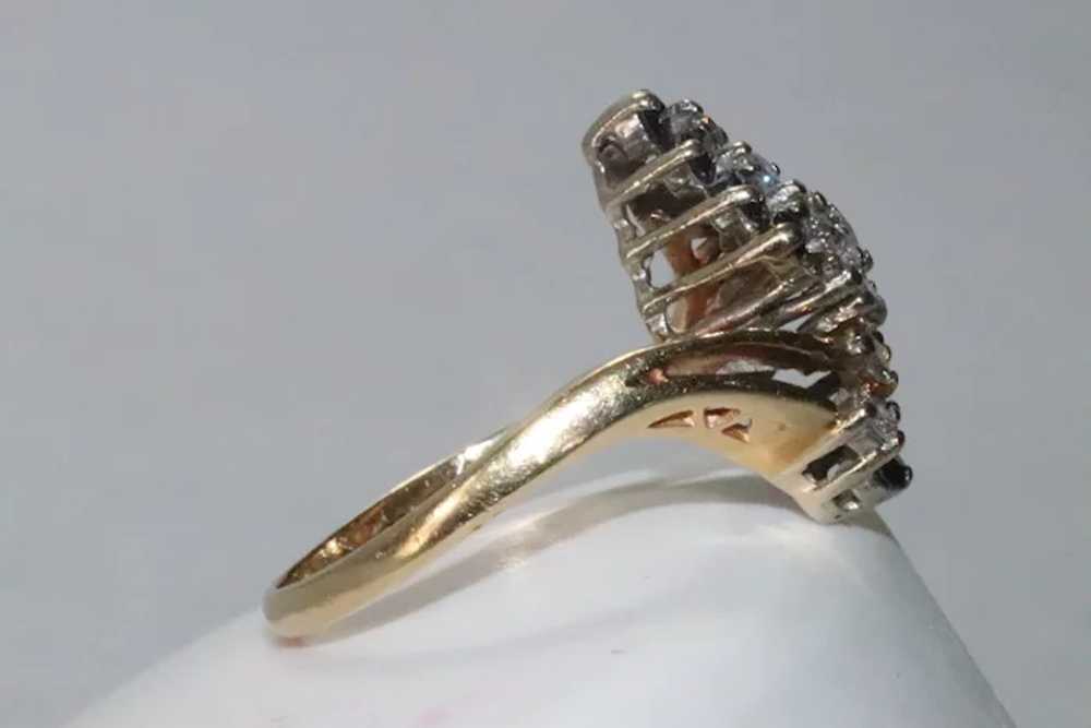 Vintage 14K Yellow Gold Diamond Sapphire Ring - image 2