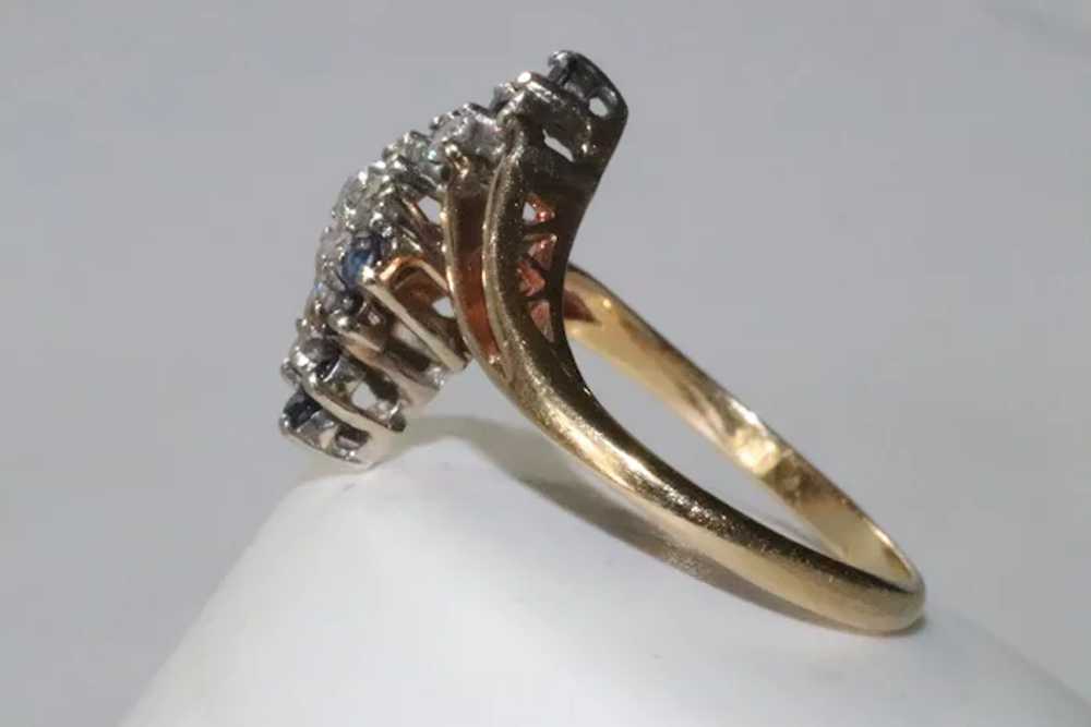 Vintage 14K Yellow Gold Diamond Sapphire Ring - image 3