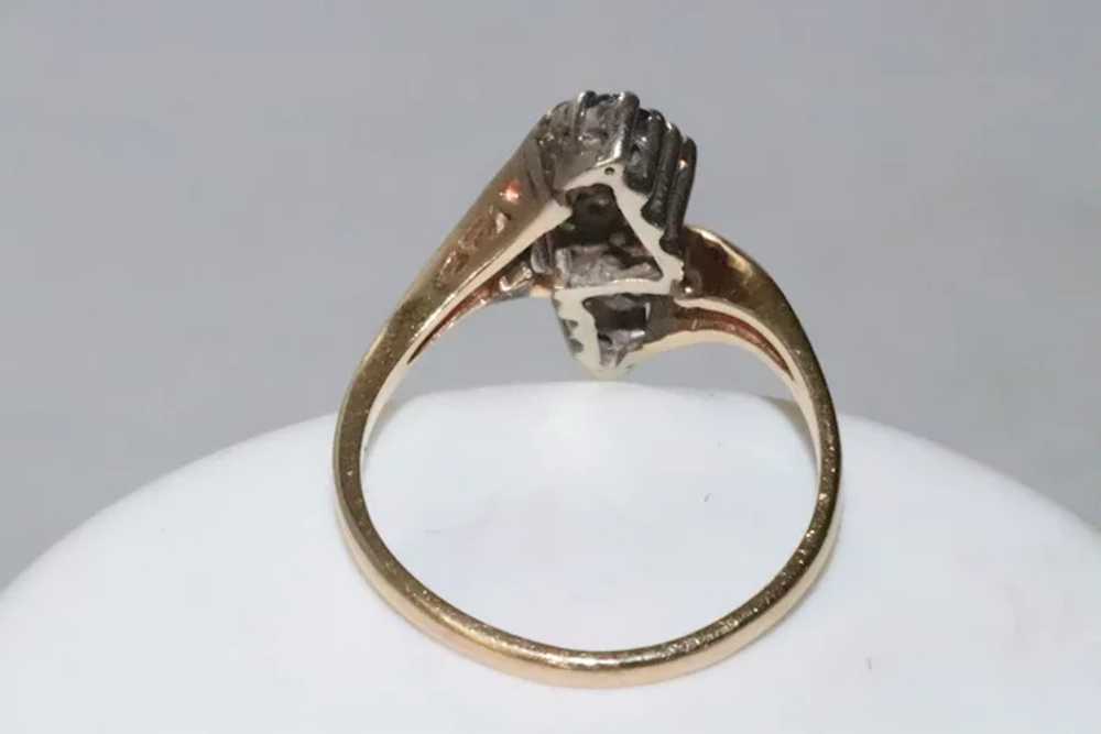Vintage 14K Yellow Gold Diamond Sapphire Ring - image 4