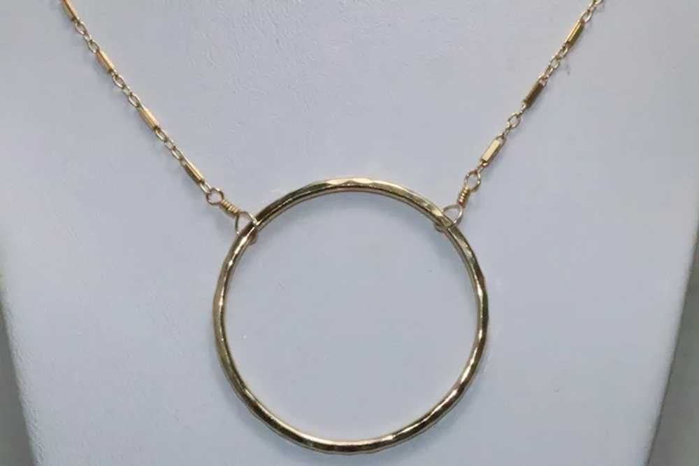 Vintage Gold Circle Necklace - image 3