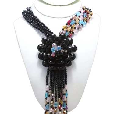 Vintage Joan Rivers Runway Onyx Beads Necklace - image 1
