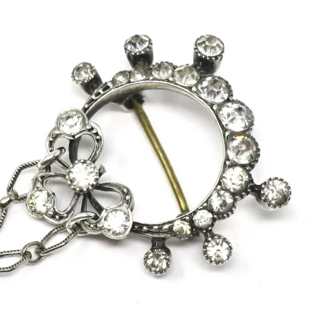 Belle Époque Silver with Diamond Paste Brooch Pin… - image 3