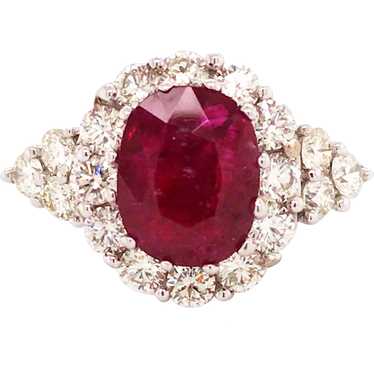 5.01ct Burma no-heat Ruby Diamond Ring, GIA