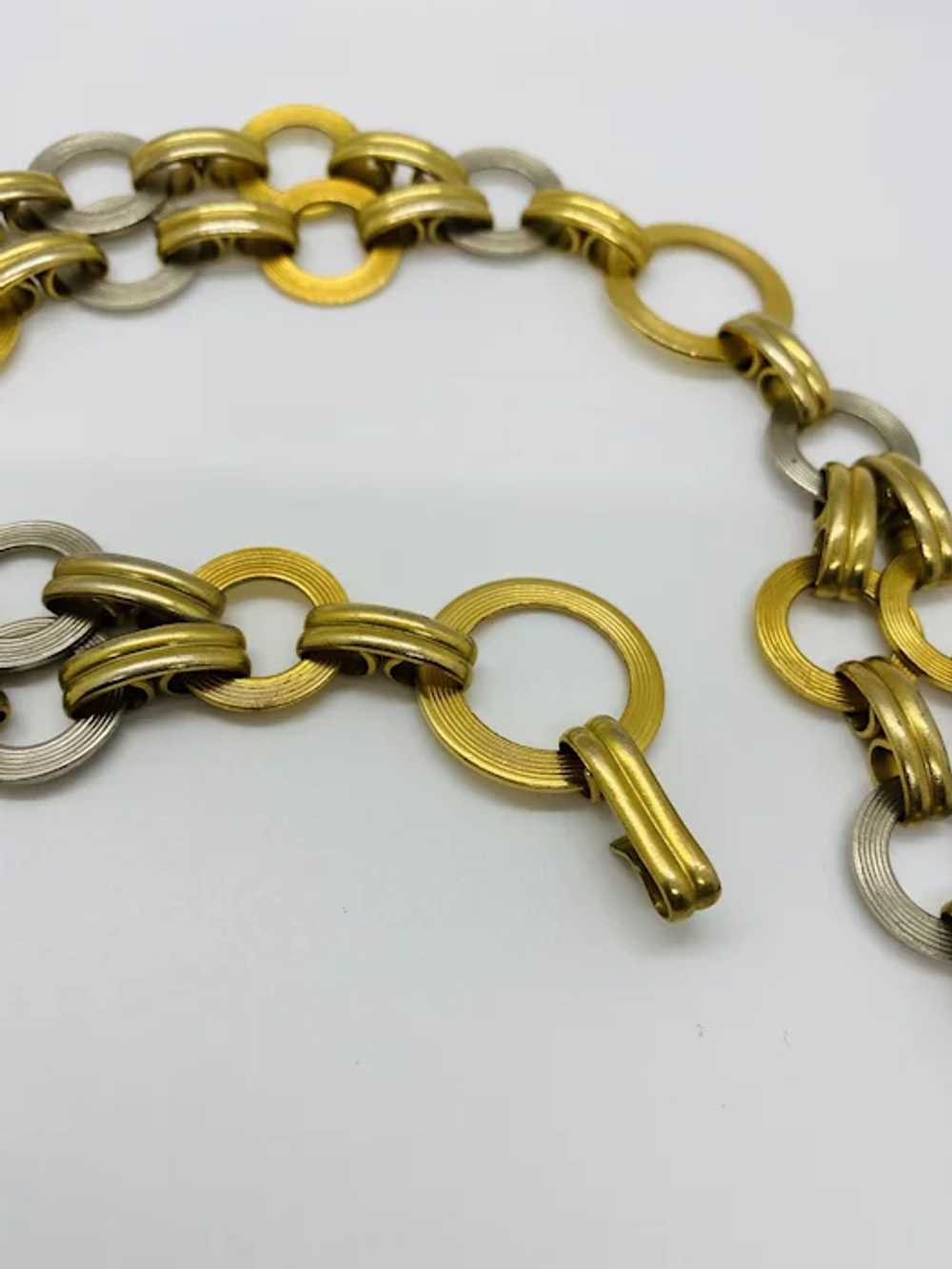 Vintage YSL 2 Tone Gold and Silver Color Metal Be… - image 3