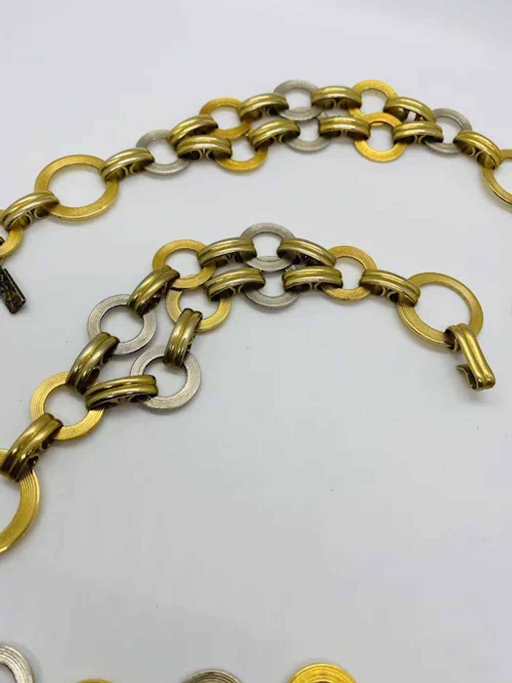 Vintage YSL 2 Tone Gold and Silver Color Metal Be… - image 6
