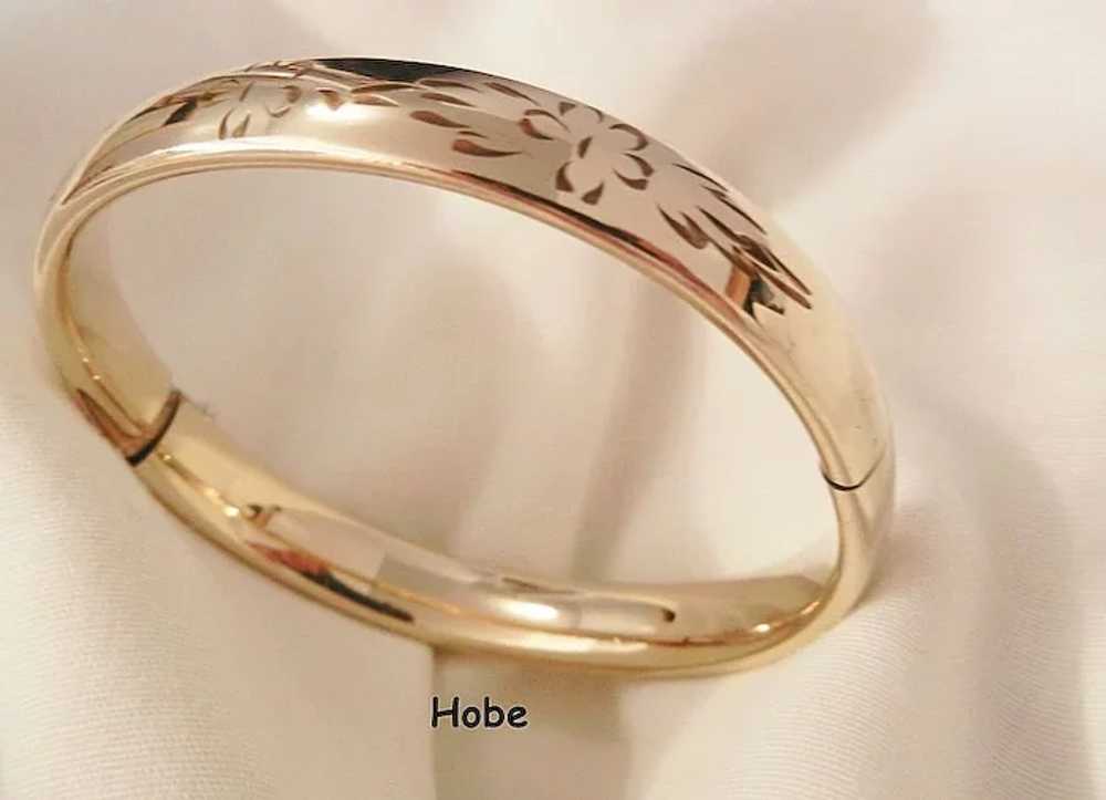 Gorgeous Hobe 12K GF Etched bangle Bracelet - image 2