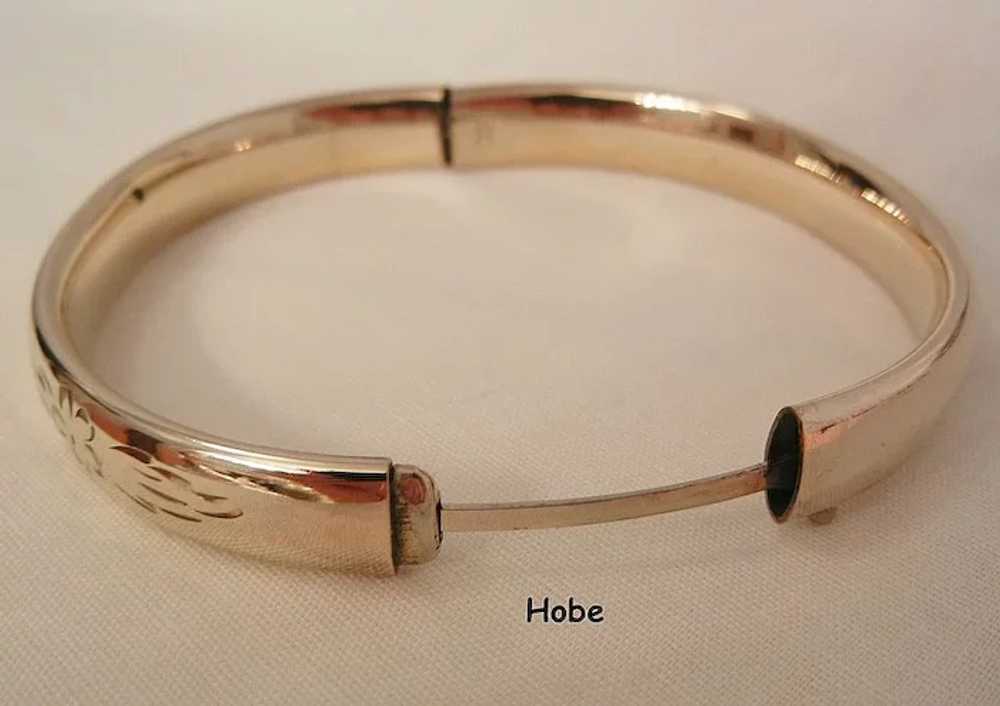 Gorgeous Hobe 12K GF Etched bangle Bracelet - image 4