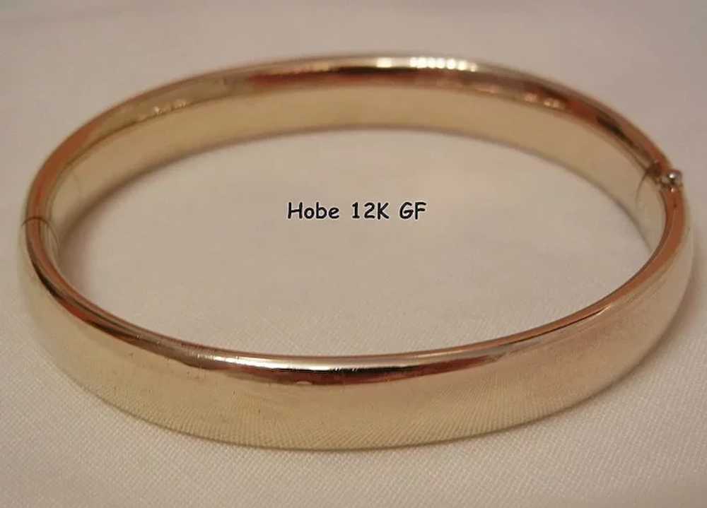 Gorgeous Hobe 12K GF Etched bangle Bracelet - image 6