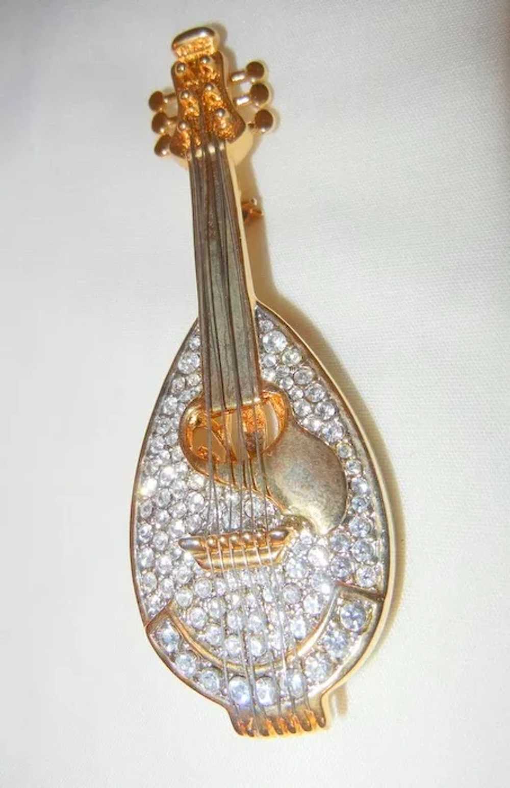 Gorgeous huge Pave rhinestone mandolin Brooch - image 2