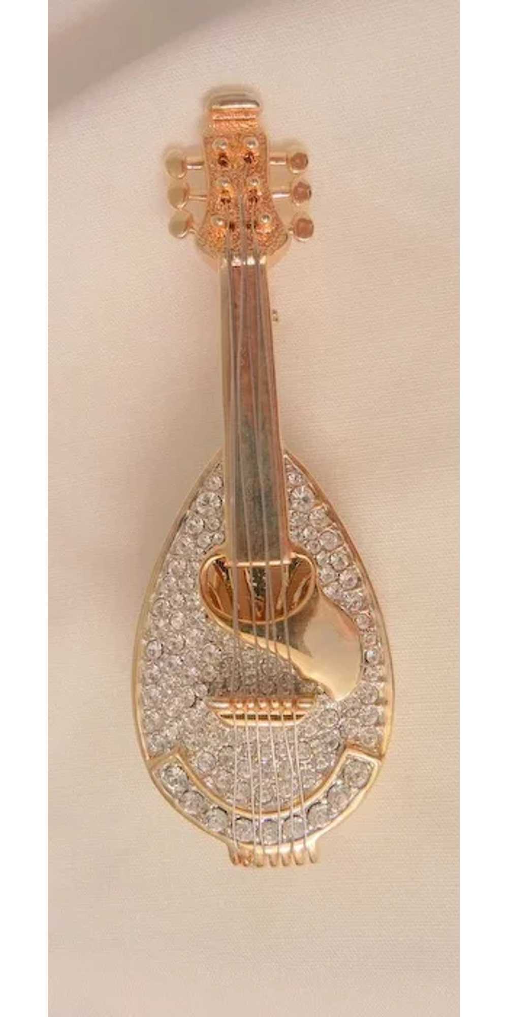 Gorgeous huge Pave rhinestone mandolin Brooch - image 3