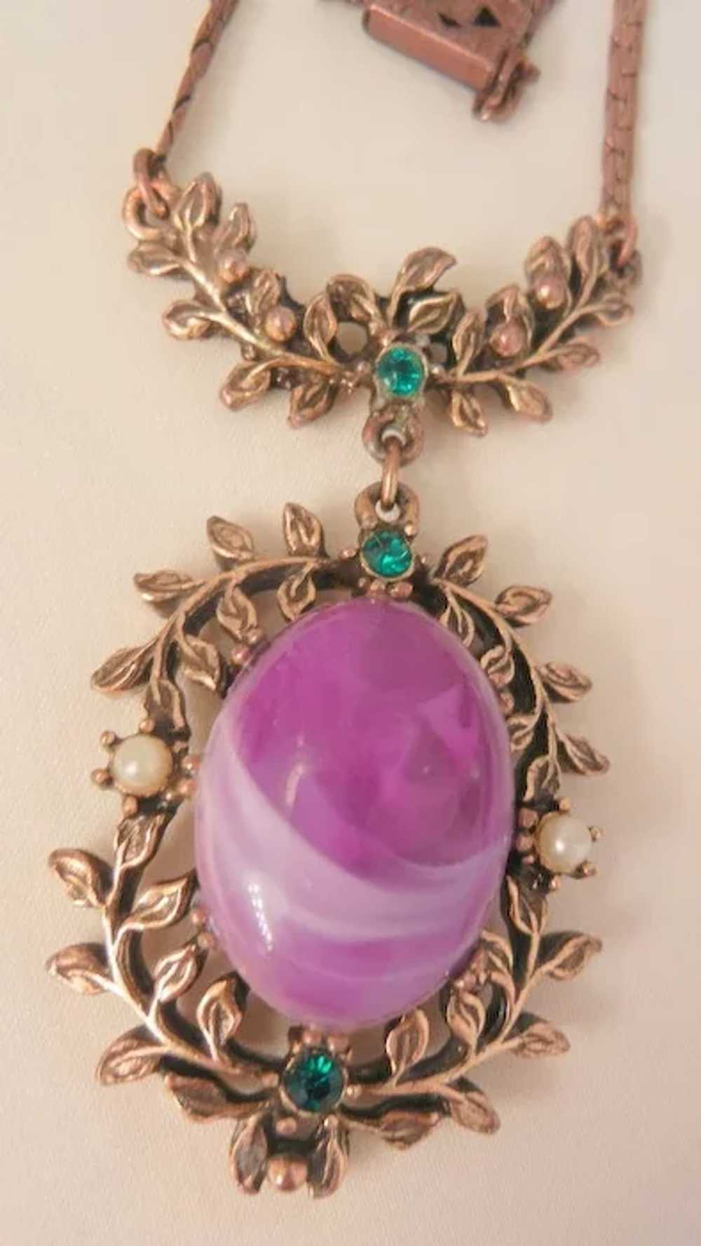Lovely romantic large purple art stone faux seed … - image 1