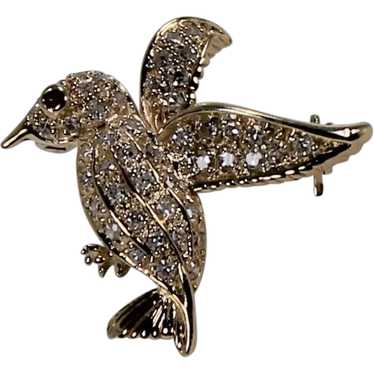 Exceptional Diamond and Ruby Hummingbird Pin/Brooc
