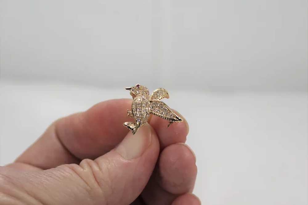 Exceptional Diamond and Ruby Hummingbird Pin/Broo… - image 6