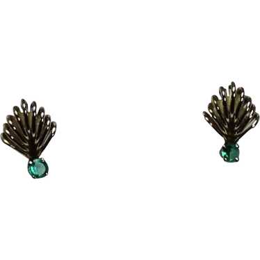 Retro Emerald Earrings, 18kt YG