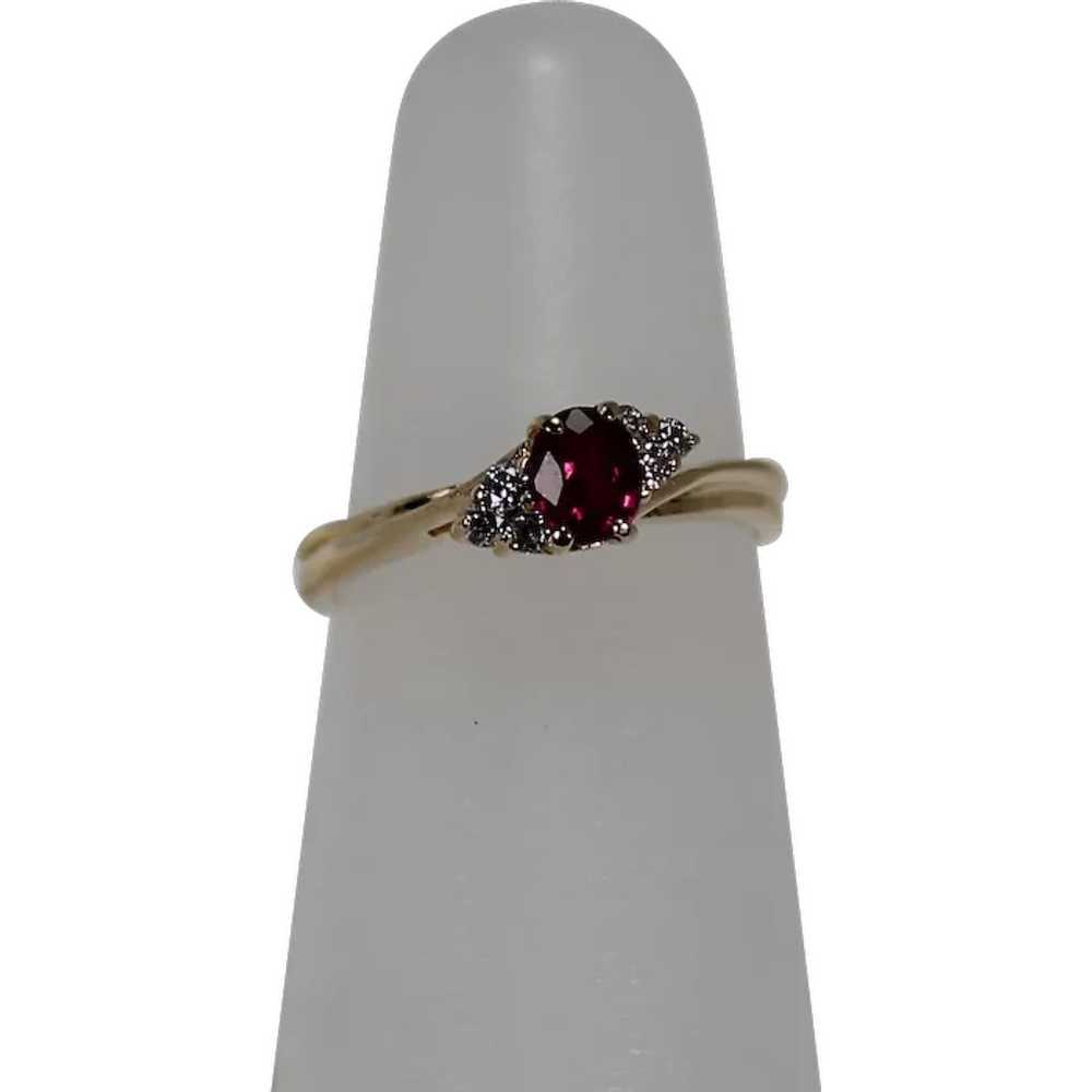 Red Topaz and Diamond Ring, 14Kt YG - image 1