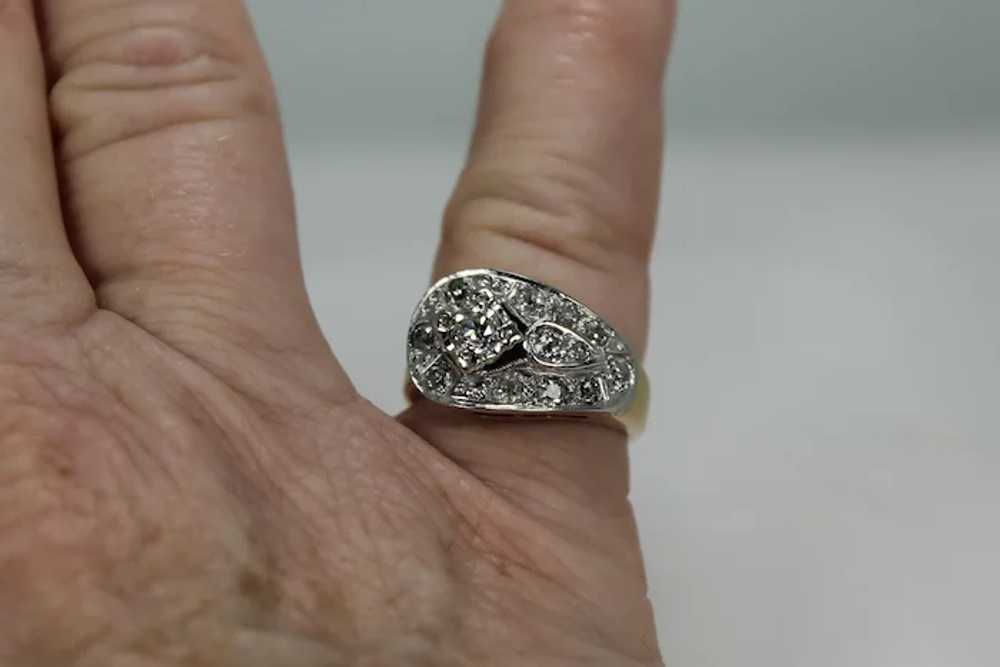 Buckle Diamond Pinky Ring, 14K YG,WG - image 6