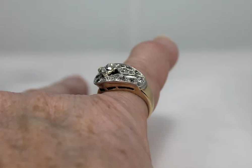 Buckle Diamond Pinky Ring, 14K YG,WG - image 7