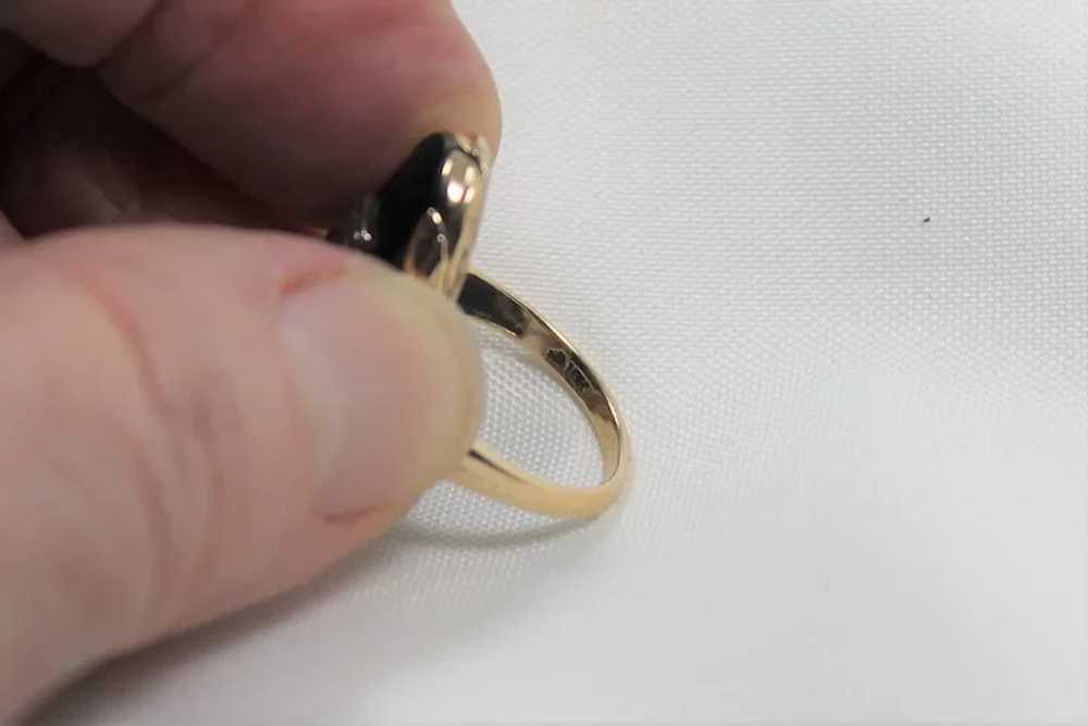 Fabulous Onyx and 1/3 ct Center Diamond Ring, 14 … - image 5