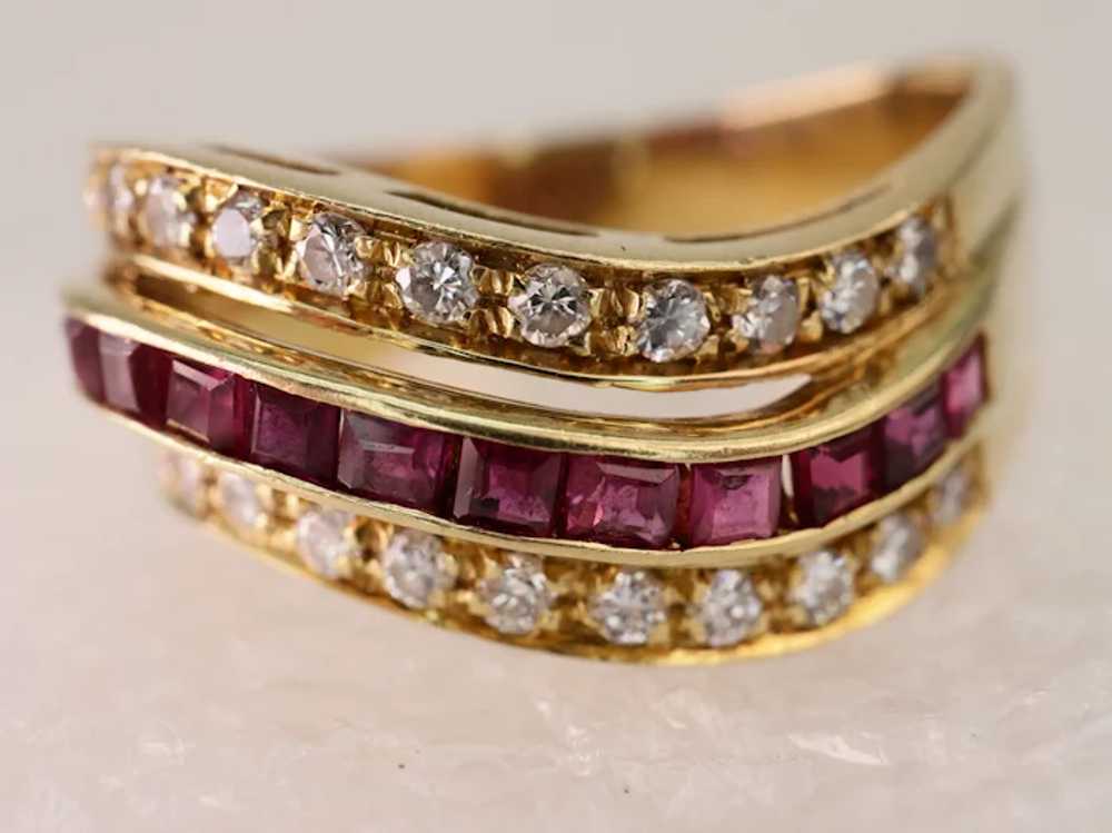 Size 6 Channel Set Square Carré Ruby & Diamond Wa… - image 12