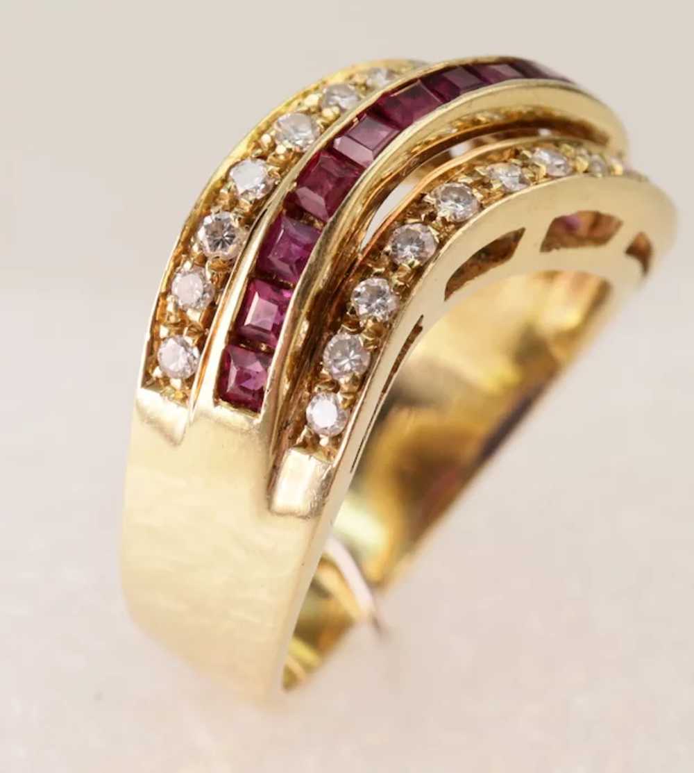 Size 6 Channel Set Square Carré Ruby & Diamond Wa… - image 3