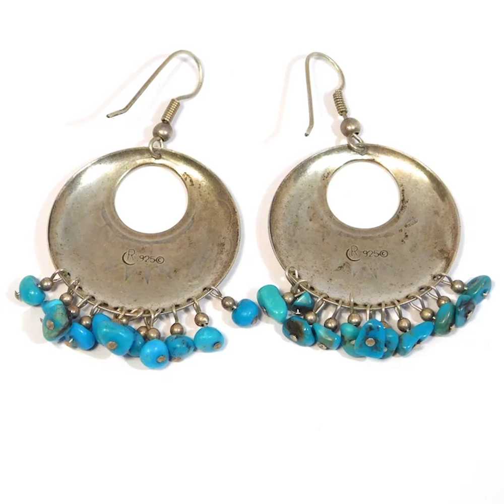 Relios Southwest Sterling Turquoise Stampwork Dro… - image 3